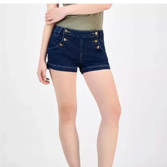 NWT Madden Girl mid rise button sailor Denim Shorts - Picture 3 of 4
